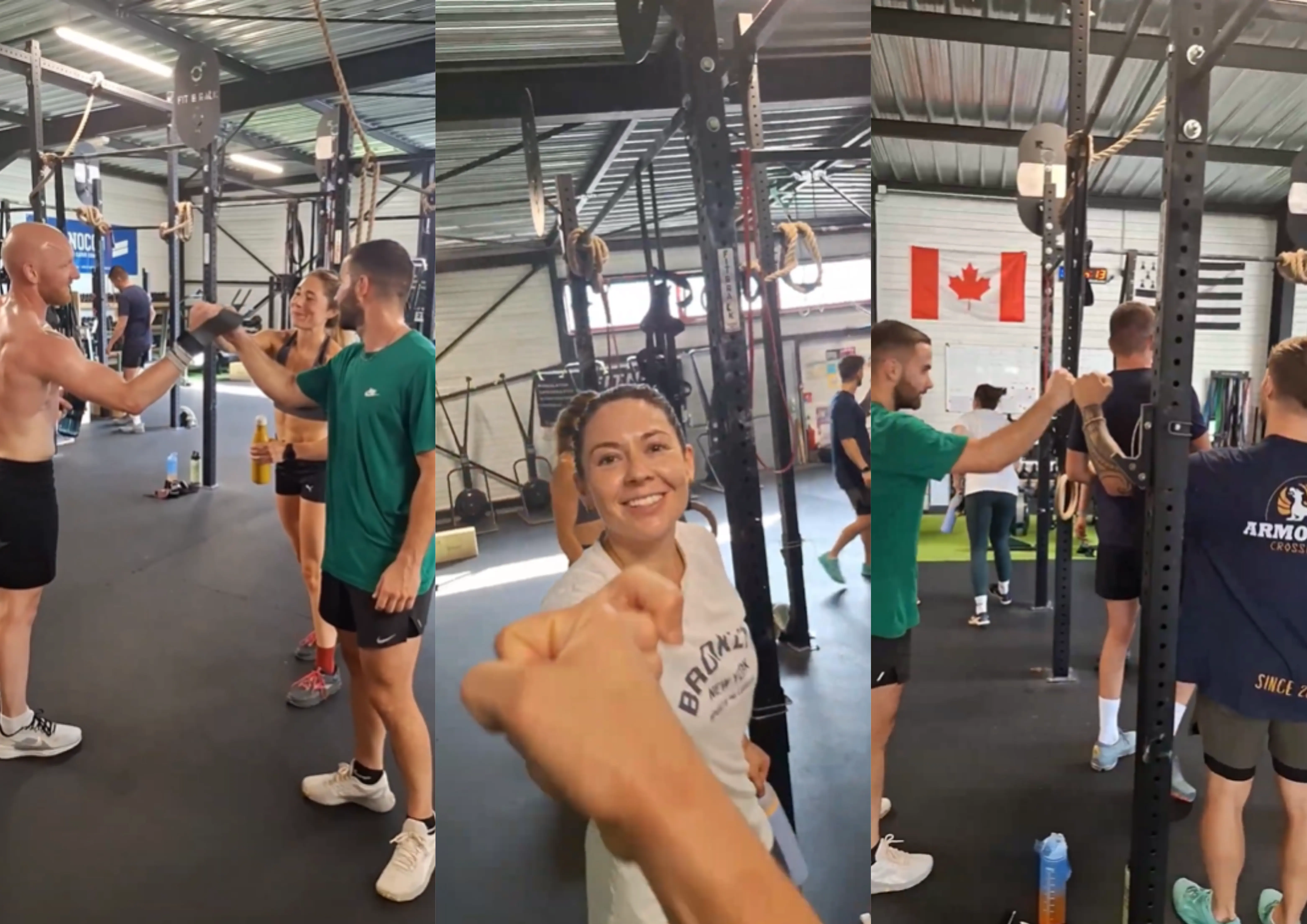 Des adhérents de CrossFit Armorica en train de se féliciter après le WOD